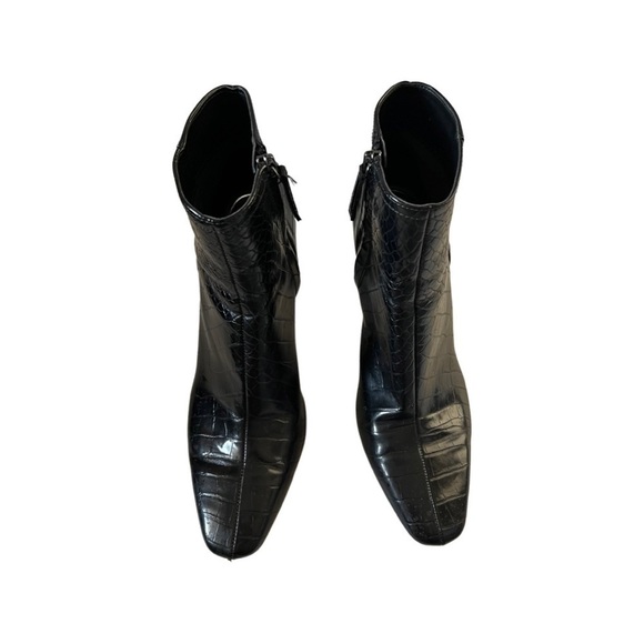 ZARA Animal Print Cowboy Square Toe Ankle Boots Black Sz 39 - Picture 2 of 5